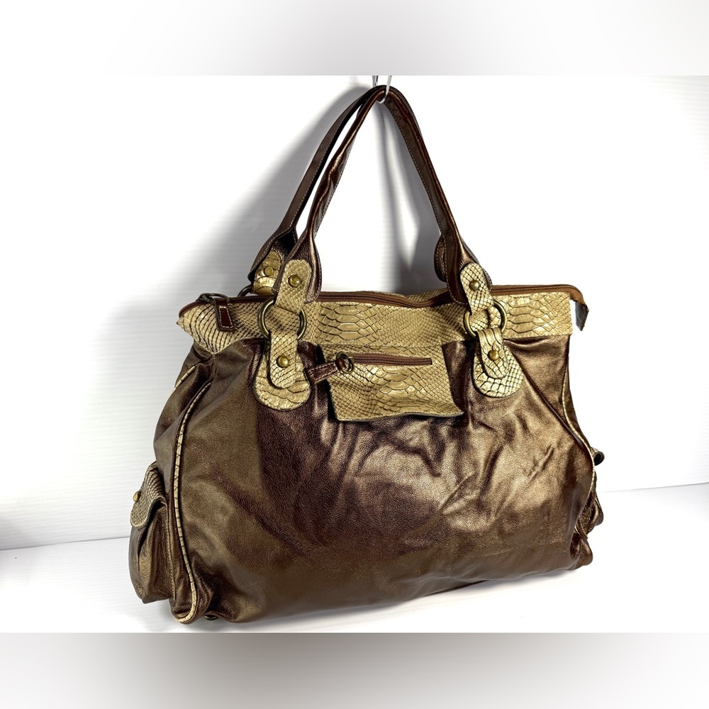 Pulicati Brown and Gold Shoulder Bag